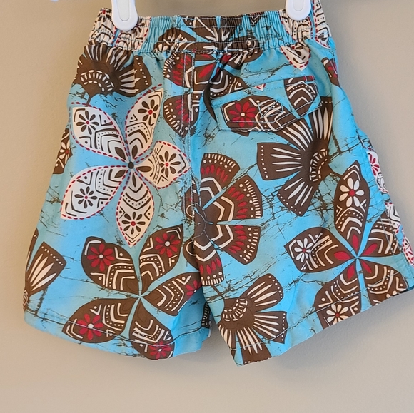 baby Gap blue and brown floral lined swim trunks - Picture 2 of 3
